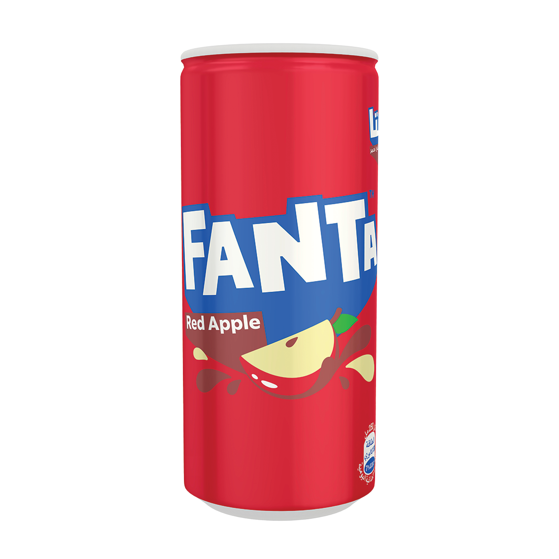 Fanta Green Apple bottle on greend background with green apple slice
