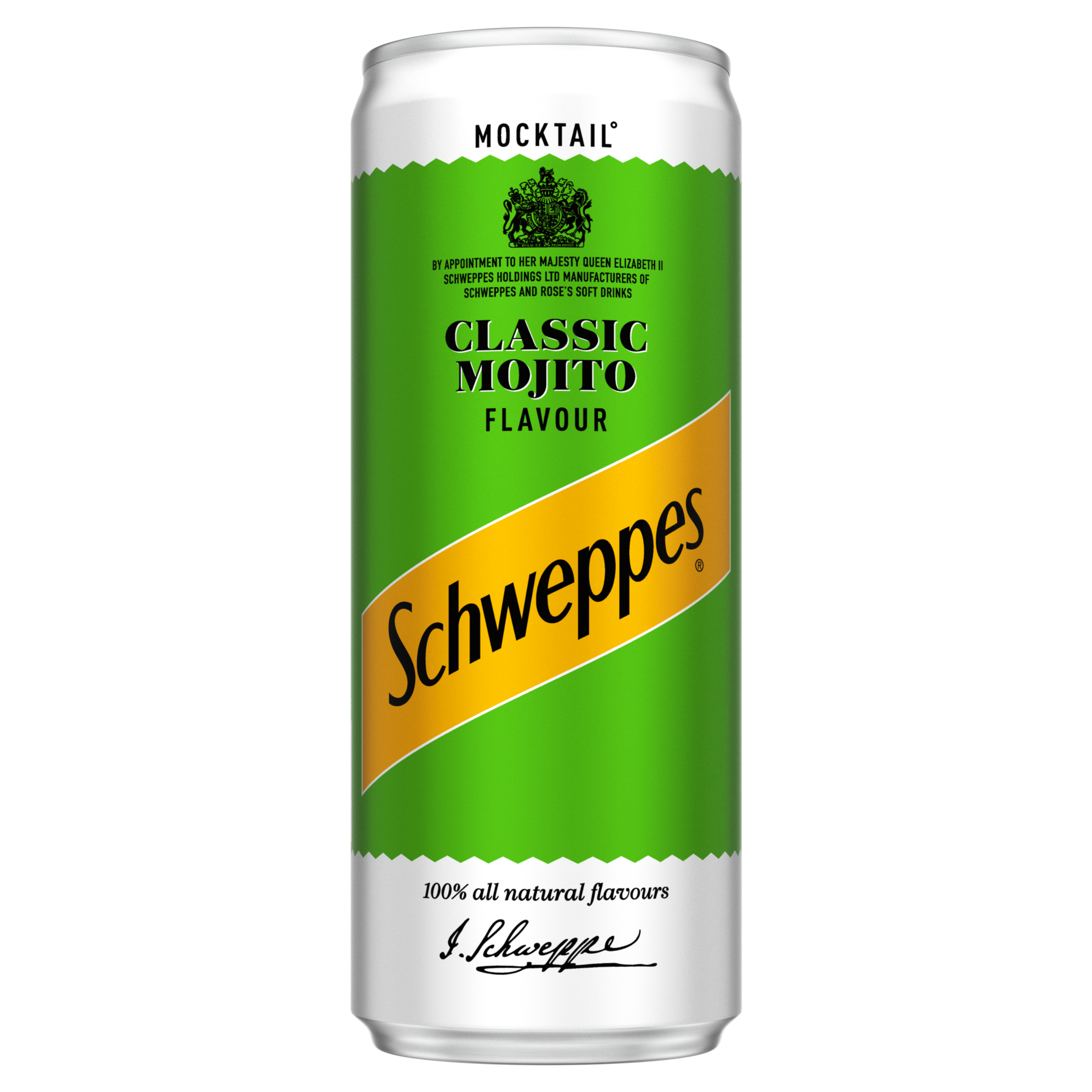 Schweppes Slimline Tonic Water bottle on white background.