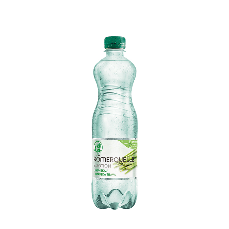 Posamezna steklenica pijače Römerquelle Emotion z okusom limonske trave