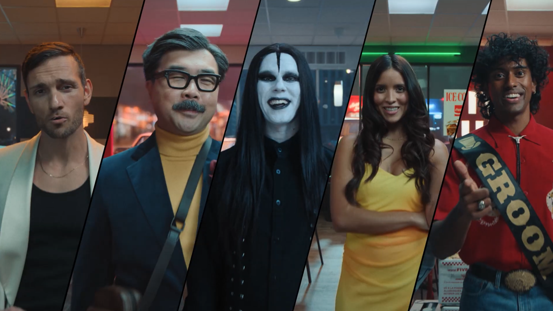 five people in different scenes