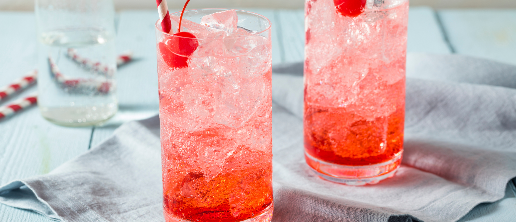 A glass of the Kombucha Shirley Temple